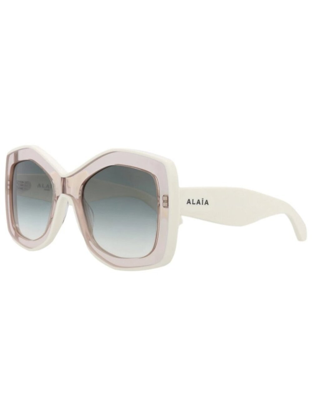 New Alaia Women's Sunglasses Square Rectangle Recycled Acetate Frame Nude White